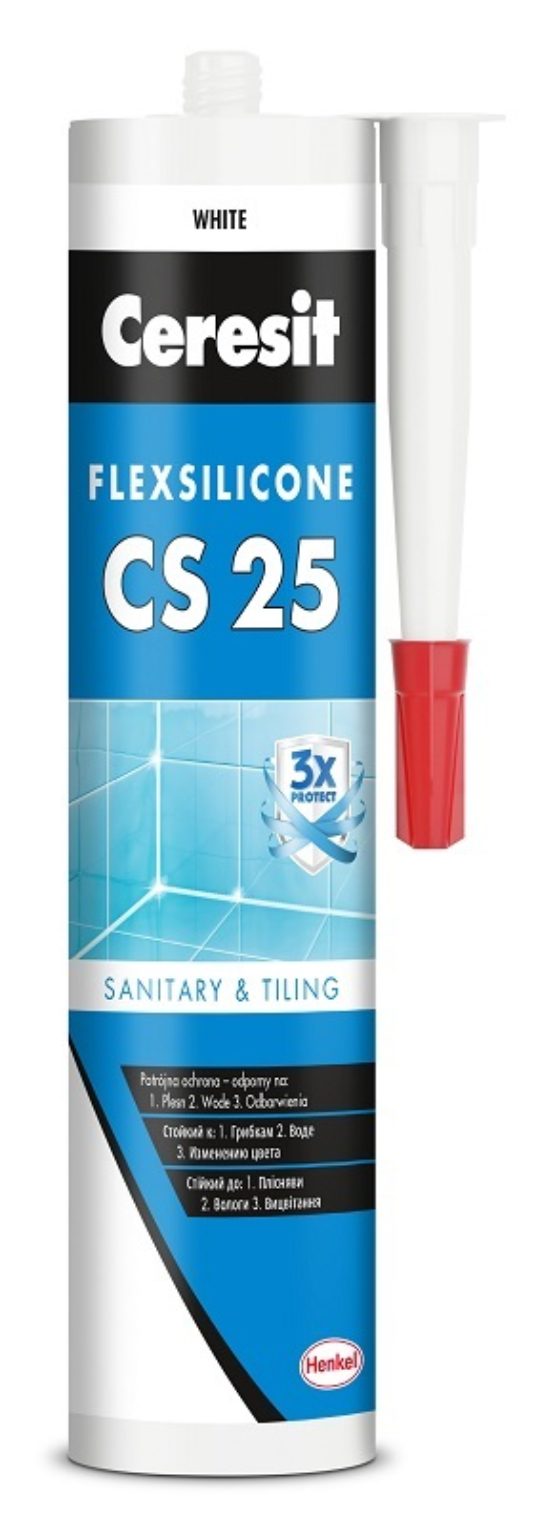 CERESIT CS25 silikón sanitar sivý 280ml